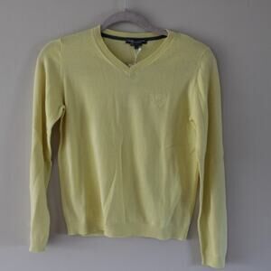 NWT Bonpoint Boys Long Sleeve V-Neck Sweater Light Yellow Cotton 12‎